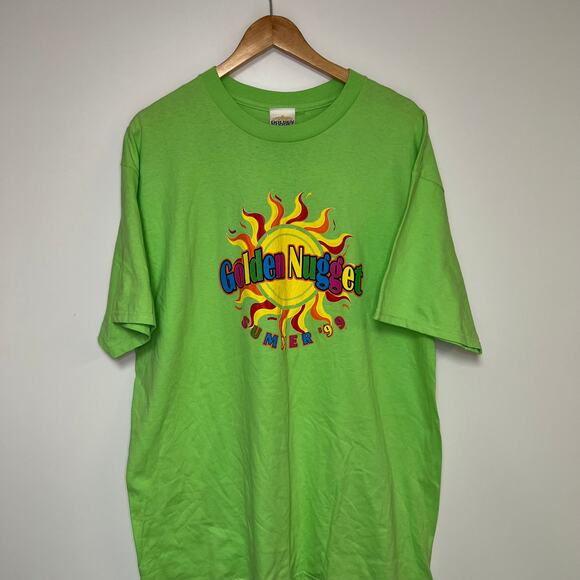 1999 Vintage Golden Nugget Shirt Green Summer T-Shirt Lime - Picture 1 of 2